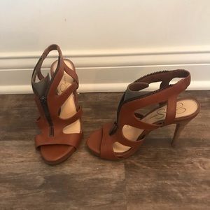 Brown leather Jessica Simpson heels size 6.5